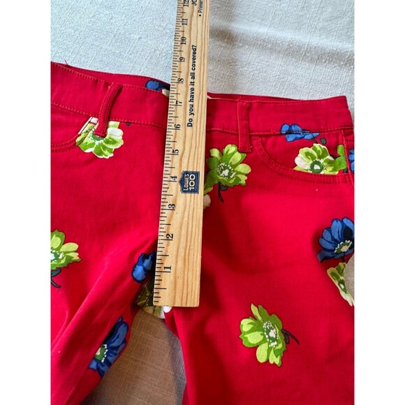 Hollister Juniors Floral Ankle Pants Red Blue Green Size 0 Waist 24 - Picture 8 of 9